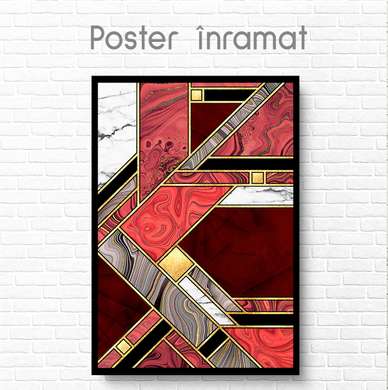 Poster - Shades of red with golden elements, 30 x 45 см, Canvas on frame