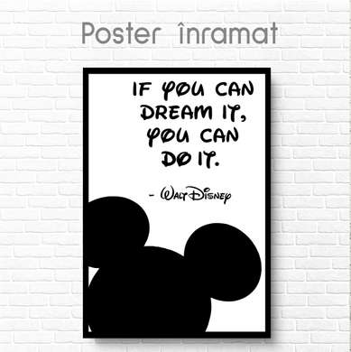 Poster - Mickey Mouse cu citat 1, 30 x 45 см, Panza pe cadru