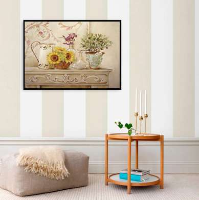 Poster - Yellow sunflowers, 90 x 60 см, Framed poster, Provence