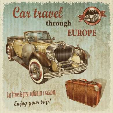Poster - Retro car, 100 x 100 см, Framed poster, Vintage