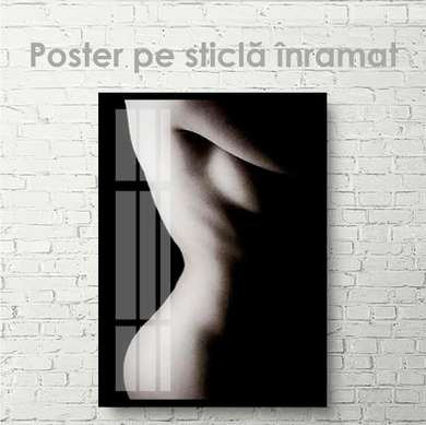 Poster - Female body, 45 x 90 см, Framed poster on glass, Nude