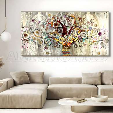 Poster - Abstract graceful tree, 90 x 45 см, Framed poster on glass, Abstract