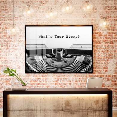Постер - Какова твоя история?, 45 x 30 см, Холст на подрамнике, Черно Белые
