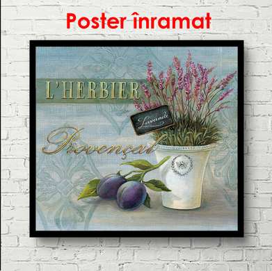 Poster - Оală albă cu flori, 100 x 100 см, Poster înrămat, Provence