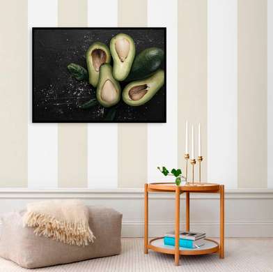 Poster - Avocado, 90 x 60 см, Framed poster on glass