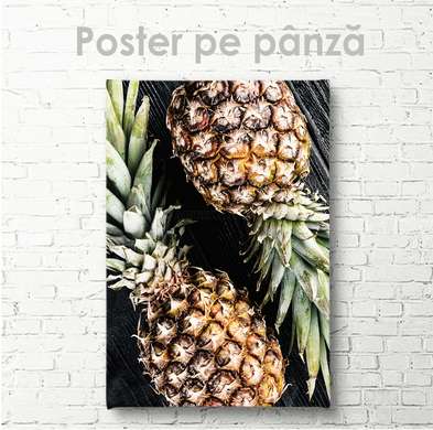 Постер - Ананас, 60 x 90 см, Постер на Стекле в раме, Еда и Напитки