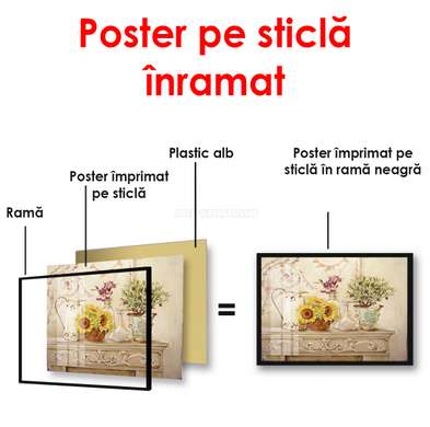 Poster - Floarea-soarelui galben, 90 x 60 см, Poster înrămat, Provence