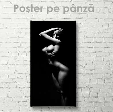 Постер - Тени на женском теле 1, 50 x 150 см, Постер на Стекле в раме, Ню