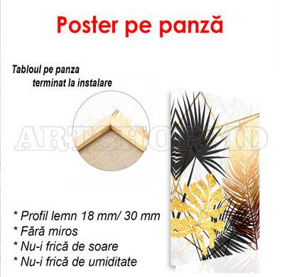 Poster - Grădină tropicală în culori aurii 2, 60 x 90 см, Poster înrămat, Glamour