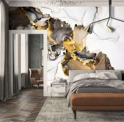 Wall Murals, White - Black and Gold