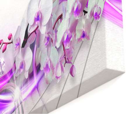 Modular picture, White orchid and lilac lines., 198 x 115