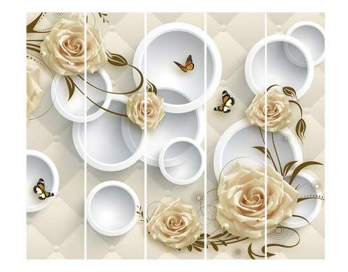 Screen with beige roses on an abstract background., 7