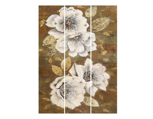 Screen with delicate flowers on a brown background., 7