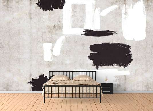 Wall Mural - Strokes of white and black paint