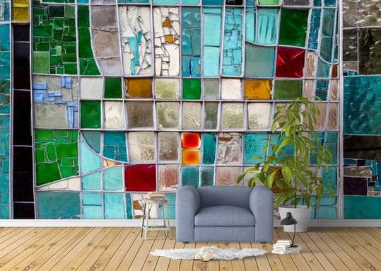 Wall Mural - Abstract stained glass window with multi-colored glasses