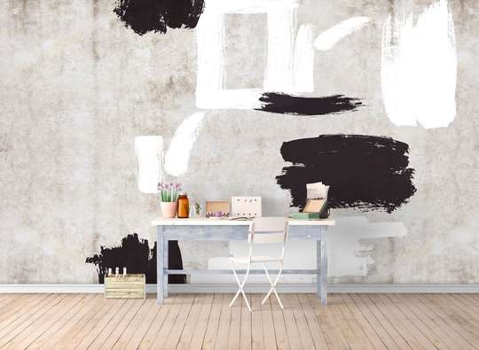 Wall Mural - Strokes of white and black paint