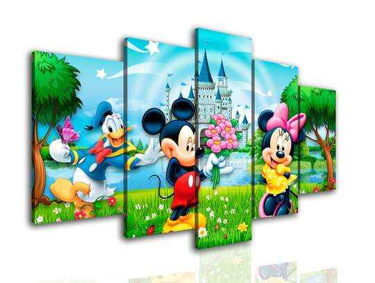 Tablou Pe Panza Multicanvas, Mickey Mouse și prietenii, 108 х 60