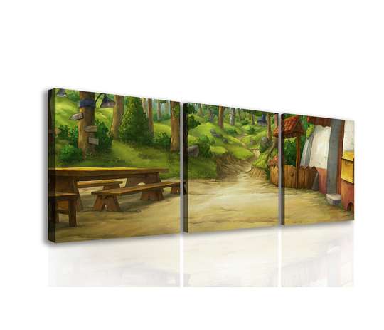 Модульная картина, Прогулка по лесу., 225 x 75
