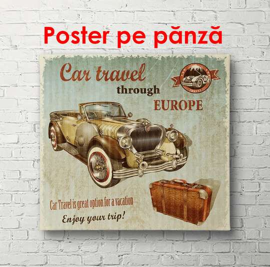 Poster - Retro car, 100 x 100 см, Framed poster