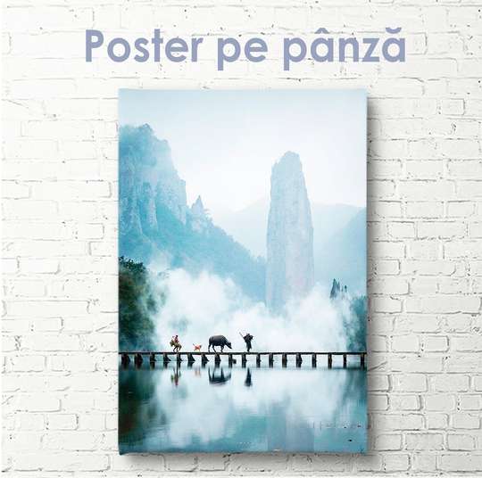 Poster - Peisaj frumos la munte, 30 x 45 см, Panza pe cadru