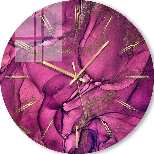 Glass clock - Bright pink abstraction, 40cm
