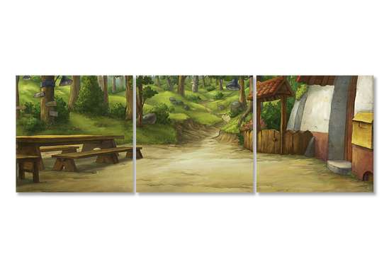 Модульная картина, Прогулка по лесу., 225 x 75