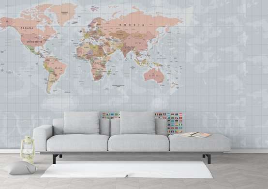 Wall Mural - Political map of the world with flags