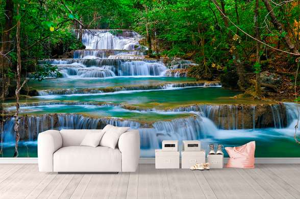 Wall Mural - Beautiful park with a waterfall