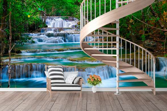 Wall Mural - Beautiful park with a waterfall