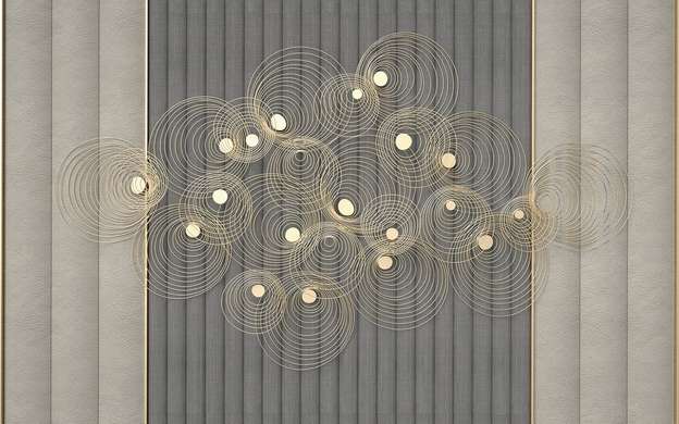 Wall Mural - Golden circles on a gray background