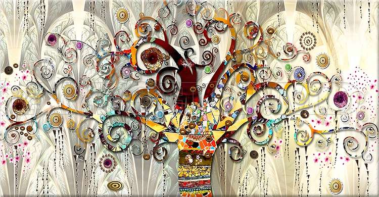 Poster - Abstract graceful tree, 90 x 45 см, Framed poster on glass, Abstract