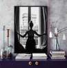 Poster - Fată cu rochie neagră lângă fereastră, 30 x 45 см, Panza pe cadru, Alb Negru