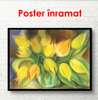 Poster - Bouquet of yellow flowers on the table, 90 x 60 см, Framed poster, Flowers
