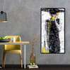 Постер - Девушка с желтым телефоном, 30 x 90 см, Холст на подрамнике, Черно Белые