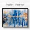 Poster - Blue lines and golden smudges, 45 x 30 см, Canvas on frame, Abstract