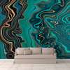Wall Mural - Delicate green wave with golden lines