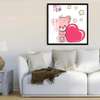 Poster - Розовый котик с сердечком, 40 x 40 см, Panza pe cadru, Pentru Copii