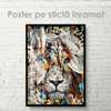 Постер, Абстрактный лев, 60 x 90 см, Постер на Стекле в раме, Животные