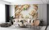 Wall mural - Beige roses with golden elements