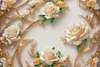 Wall mural - Beige roses with golden elements