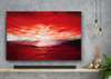 Poster - Red sunset sun, 45 x 30 см, Canvas on frame