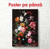 Постер - Букет цветов на черном фоне, 60 x 90 см, Постер в раме, Ботаника