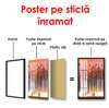 Poster - Pădurea abstractă cu păsări și elani, 30 x 60 см, Panza pe cadru, Glamour