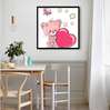 Постер - Розовый котик с сердечком, 100 x 100 см, Постер на Стекле в раме, Для Детей