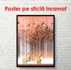 Poster - Pădurea abstractă cu păsări și elani, 30 x 60 см, Panza pe cadru, Glamour