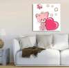 Постер - Розовый котик с сердечком, 100 x 100 см, Постер на Стекле в раме, Для Детей