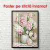 Poster - White vase with pink peonies, 60 x 90 см, Framed poster, Still Life