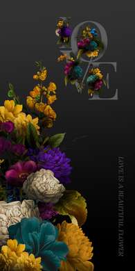 Poster - Love is a beautiful flower, 30 x 90 см, Canvas on frame, Botanical