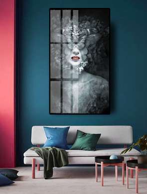 Постер - Абстрактная Девушка- бабочка, 30 x 60 см, Холст на подрамнике