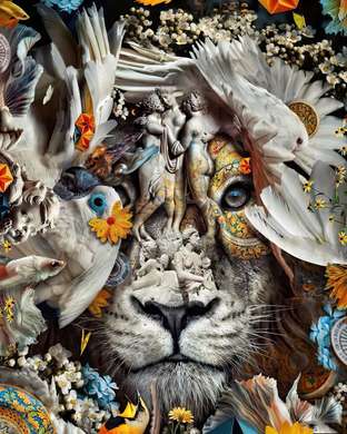 Постер, Абстрактный лев, 30 x 45 см, Холст на подрамнике